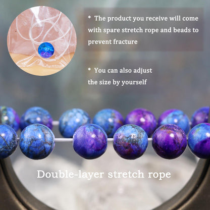 DAZCOLO 8mm Natural Gemstone Stretch Bracelet, Handmade Unisex Crystal Bracelets for Meditation, Yoga, Spiritual Healing & Positive Energy (Multi Azurite)