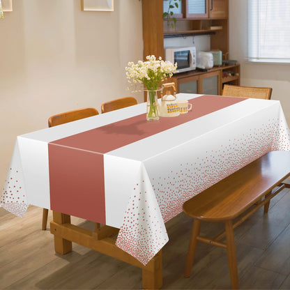 OHOME 4 Pack Disposable Plastic Table Cloths,White and Rose Gold Rectangle Table Covers for Birthday Mothers Day Decor Pink Sweet 16 Party Decorations - Baby Shower Decorations for Girl 54" x 108"