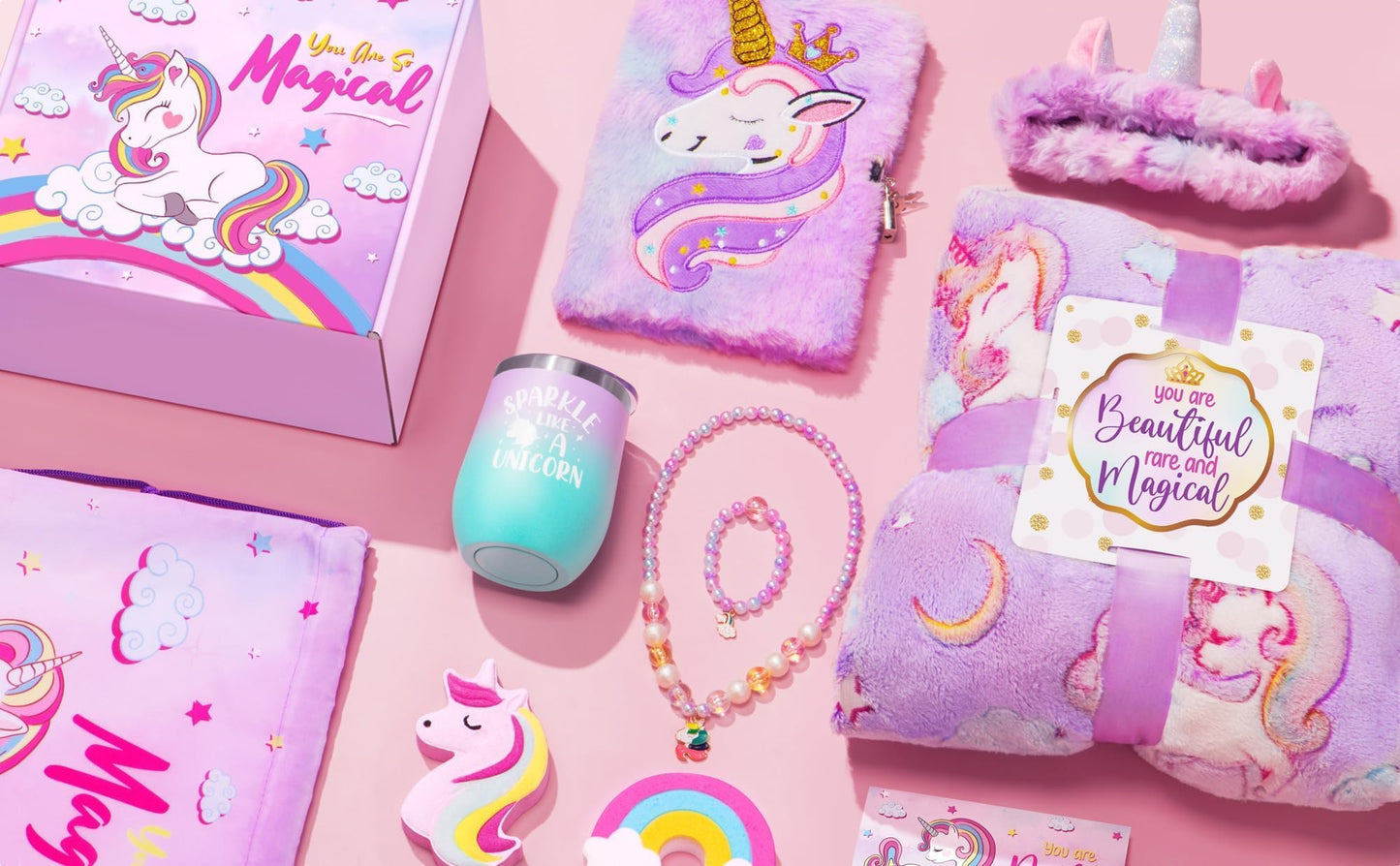 Easter Gifts for Girls, Unicorn Birthday Gifts Basket for Girls Age 3 4 5 6 7 8 9 10 Years Old, Girl Toy Age 6-8, Teen Girl Gift Trendy Stuff for Toddler 8-12, Easter Eggs Stuffers for Daughter Niece