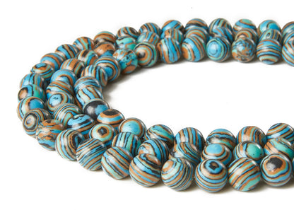 60pcs 6mm Blue Malachite Beads Natural Gemstone Beads Round Loose Beads for Jewelry Making