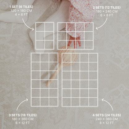 Toddlekind Playmat - Premium Foam Playmat 4 x 6 feet 6 Tile Extra Thick Foam Floor Puzzle Mat for Babies/Toddlers Stylish Non-Toxic Odorless. Perfect for Tummy Time Crawling and Play. 0m+ (off white)