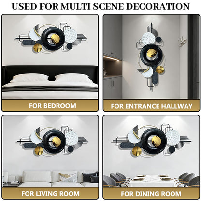 Ironelle Abstract Metal Wall Art Modern Metal Wall Sculptures Large 59" x 25" 3D Textured Black Wall Decor for Living Room Bedroom Office Kitchen Hallway Dining Room Wall Hanging Decor