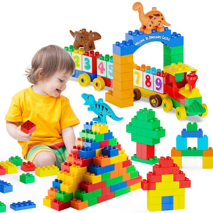 Anpcso Building Blocks for Toddlers 2-5 Including Dinosaurs Cars, 116-piece Large Classic Building Bricks Set, Educational Toys for Children Boys Girls All Ages, Compatible with All Major Brands