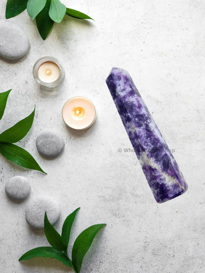 WholesaleGemShop 3 Inch (70 mm) Lepidolite Gemstones Obelisk Tower Jumbo Facet Aura Rock Crystal Natural Polished Earth Wand Spirit