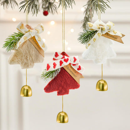 MrMrKura Gold Jingle Bells Christmas Tree Decorations Indoor Outdoor, Plush Pendant Hanging Christmas Ornaments Set of 9, Gifts for Home Decor Holiday Party (9)