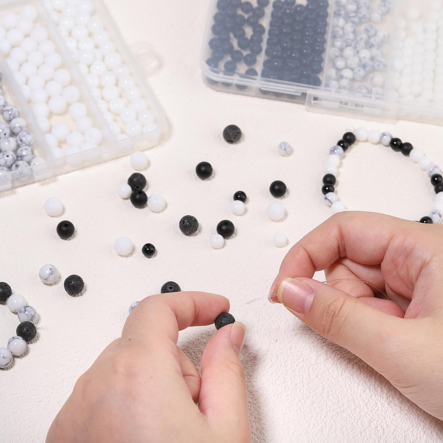 Songxi Stone Beads Bracelet Making Kit 300PCS, 6mm Loose Crystal Gemstone Beads for Bracelet Necklace Earring, DIY Crafts Beads for Jewelry Making for Couples Lovers Adults