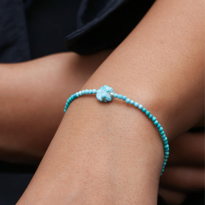 Gempires Blue Sapphire Beaded Bracelet With Raw Sapphire Crystal Jewelry September Birthstone Handmade Gifts Hypoallergenic 8 Inch Silver Plated Lightweight Gemstone Bracelets