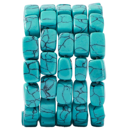 Natural Large Blue Turquoise Cube Stone Beads 8x11mm 38cm/str Loose Semi Gemstone Stone Square Beads for Making Bracelets Necklace