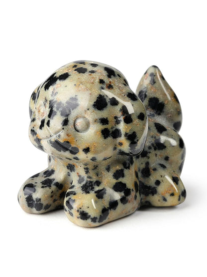CrystalTears Dalmation Spot Jasper Crystal Dog Figurine, 1.5” Healing Gemstone Dogs Puppy Statue Ornament for Home Office Decor, Lucky Crystals Dogs Gifts for Gifts for Women Dog Lovers Men Christmas