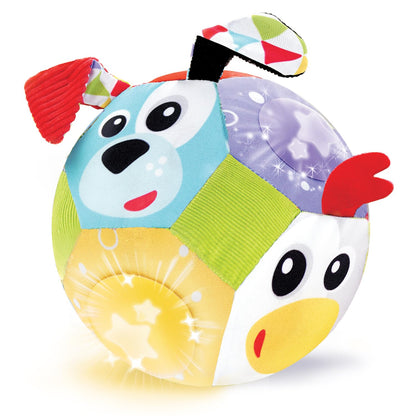 Yookidoo Baby Lights N' Music Friends Ball A Soft Newborn Musical Ball Toy with Flashing Stars and Three Friendly Farm Animals. Ideal for Floor Play, Stroller Or Crib.