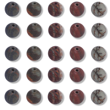 NITOPUPU 100Pcs 8mm Matte Picasso Jasper Beads for Jewelry Making, Natural Round Loose Gemstone Stone Bead for Necklace Bracelets, Crafts for Adults with Crystal Stretch Cord