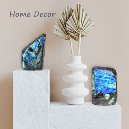 AMOYSTONE Decorative Stone Heavy Large Labradorite Polished Crystal Stone Slab Crystal Aura Healing Reiki Home Decor 3.5-4 LBS