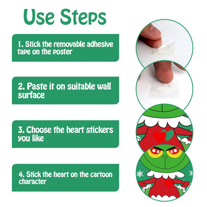 EMPOF Christmas Games - Pin The Heart Christmas Crafts Games for Kids Families Party, Cute Wall Decor Party Supplies Favors, Indoor Xmas Decorations Home Decor, Xmas Kids Activities Presents