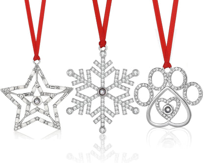 3PCS Christmas Tree Hanging Ornament Holiday Metal Xmas Tree Party Indoors Home Family Holiday Pet Party Tree Hanging Ornaments Decoration Keepsake Gifts (Multi 3)