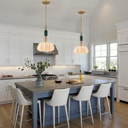 FALINNEAD Imitated Silk White Shade Pendant Light Fixture 11 inch Modern Pendant Lighting Kitchen Hanging Lamp for Dining Room Bedroom Storeroom