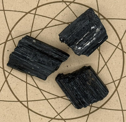 Rough Black Tourmaline Crystals - Raw Natural Black Tourmaline Stones Bulk - Crystal Healing (1-2", 5, units)