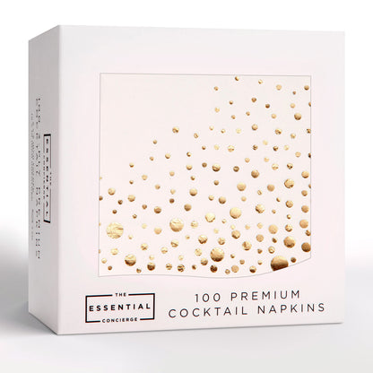 Stylish Gold Cocktail Napkins, 100 3Ply White and Gold Napkins, Disposable Party Napkins, 5x5 Inch Wedding Cocktail Napkins, Paper Cocktail Napkins, Bridal Shower Napkins, or Beverage Napkins