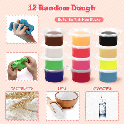 SOCBTNSO 3 in 1 Dough Sets 59 PCS for Kids Ages 4-8, Dough Tools Kit with Ice Cream Noodle Hamburger Maker Machine, Kitchen Creations Art Crafts Food Play Toys for Boys Girls Kids Toddlers Ages 3+