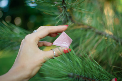 Crystal Pyramid of Natural Rose Quartz Chakra Healing Stone, 1.5 inch