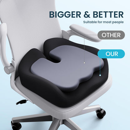 Benazcap Memory Foam Seat Cushion for Office Chair, Ergonomic Chair Cushions for Tailbone Pain Relief, Sciatica & Back Support, Office Chair Cushion & Car Seat Cushion