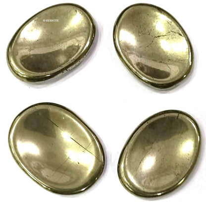 GEMSCITE Pyrite Thumb Worry Stones Metaphysical Gemstone Crystal Healing Reiki Men Women Gift FENG Shui Positive Energy Love Wellness Palm Stones Wicca Powerful