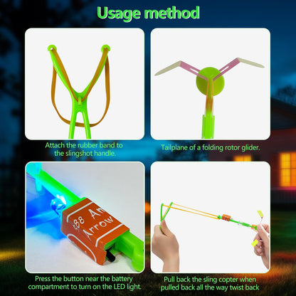 M.best 48Sets LED Outdoor Flying Toys Set, LED Flying Helicopter Toys for Kids with Flashing Lights, Flying Toy Outdoor Toys Glow in The Dark Party Supplies Party Favors for Kids 4-12