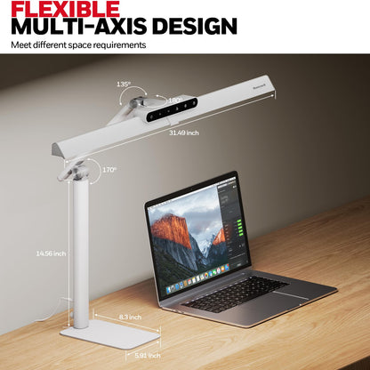 Honeywell LED Desk Lamp with Base - HJ1WT Sunturalux Eye-Caring Architect Desk Lamp for Home Office, 1200LM Computer Desk Light 4 Color Modes Stepless Dimming Task Desk Light with Timer Function White