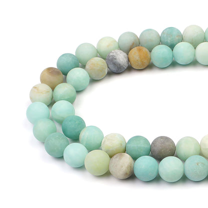MJDCB Natural Matte Amazonite Round Loose Beads for Jewelry Making DIY Bracelet Necklace (8mm)