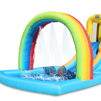 Action Air Inflatable Water Slide, Bounce House with Slide for Wet and Dry, Kids Backyard Waterpark for Summer Fun, Rainbow Splash Pool for Age 3-8, Love for Kids