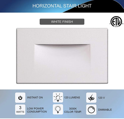 Ciata LED Stair Lights Indoor, Step Lights Outdoor Light 3 Watt, Warm White Stairway Lighting for Outdoor and Indoor Stairs 3000K Concrete, Home Theater Lighting, White Finish, Horizontal, 3 Pack
