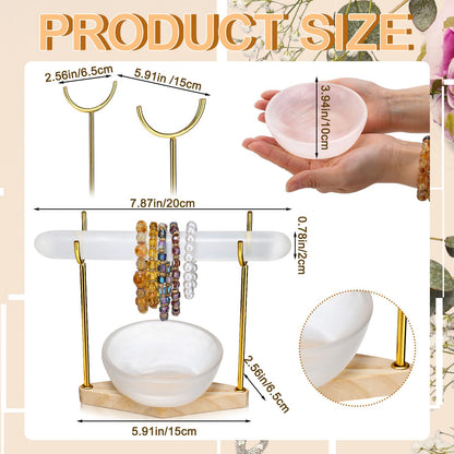 RattanView Selenite Bracelet Holder Display Stand Selenite Crystal Bowl Detachable Crystal Healing Goth Bracelet Display Stand 4" Selenites Bowls for Crystals Charging Cleansing Smudging Healing