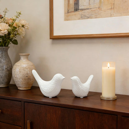 FANTESTICRYAN Set of 2 Small Ceramic Birds Statue, Home Decor Modern Style Animal Sculptures, Decorative Figurine Ornaments for Office Desktop, Bookshelf, Coffee Table, Bedroom, Living Room, Cabinets