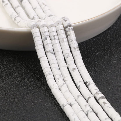 NITOPUPU 150Pcs 4×2mm Natural White Howlite Spacer Stone Beads for Jewelry Making Supplies, Loose Semi Flat Round Gemstone Tube Beads for Bracelets DIY Crafts