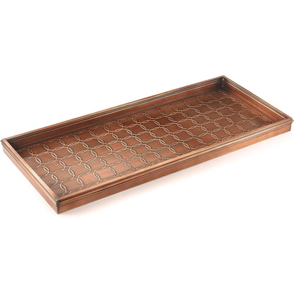 Good Directions Large Boot Tray, Circles Multi-Purpose All Weather Decorative Boot Tray, Shoes, Plants, Garage, Patio Door, Pet Bowls, 34 inch Entry Indoor Shoe Tray, Copper Finish