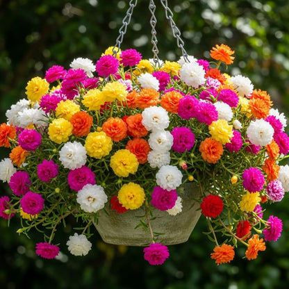 Portulaca Moss Rose Plants Live, 4 to 6 Inc Tall, Live Moss Rose Plant, Mix Portulaca Flower Ground Cover Plant