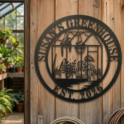 Personalized Greenhouse Garden Name Sign, Custom Metal Wall Decor Plaque for Home & Outdoor Display, Family Name Sign for Gardeners or New Home Gifts,Customized Steel Plant House Sign 2026 Garden Decor