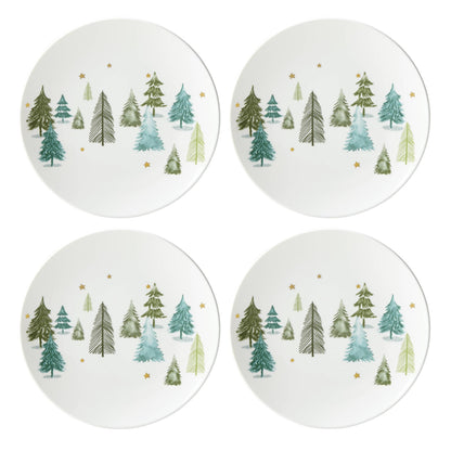 Lenox Dinnerware, Balsam Lane 12-Piece Dinnerware Set, Service For 4, Porcelain, Dishwasher & Microwave Safe, Plates & Bowls Sets, Christmas, Holiday Hosting, Home and Kitchen (White/Green, 12 Piece)