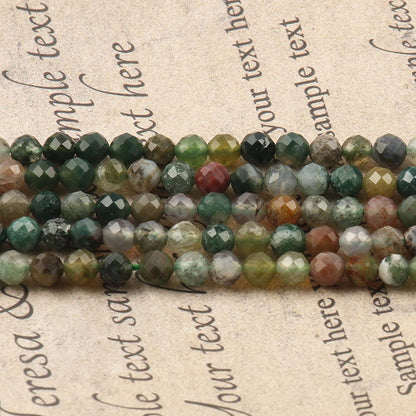 Song Xi 120pcs 3mm Natural Indian Agate Gemstone Beads Faceted Round Loose Stone Beads for Jewelry Making