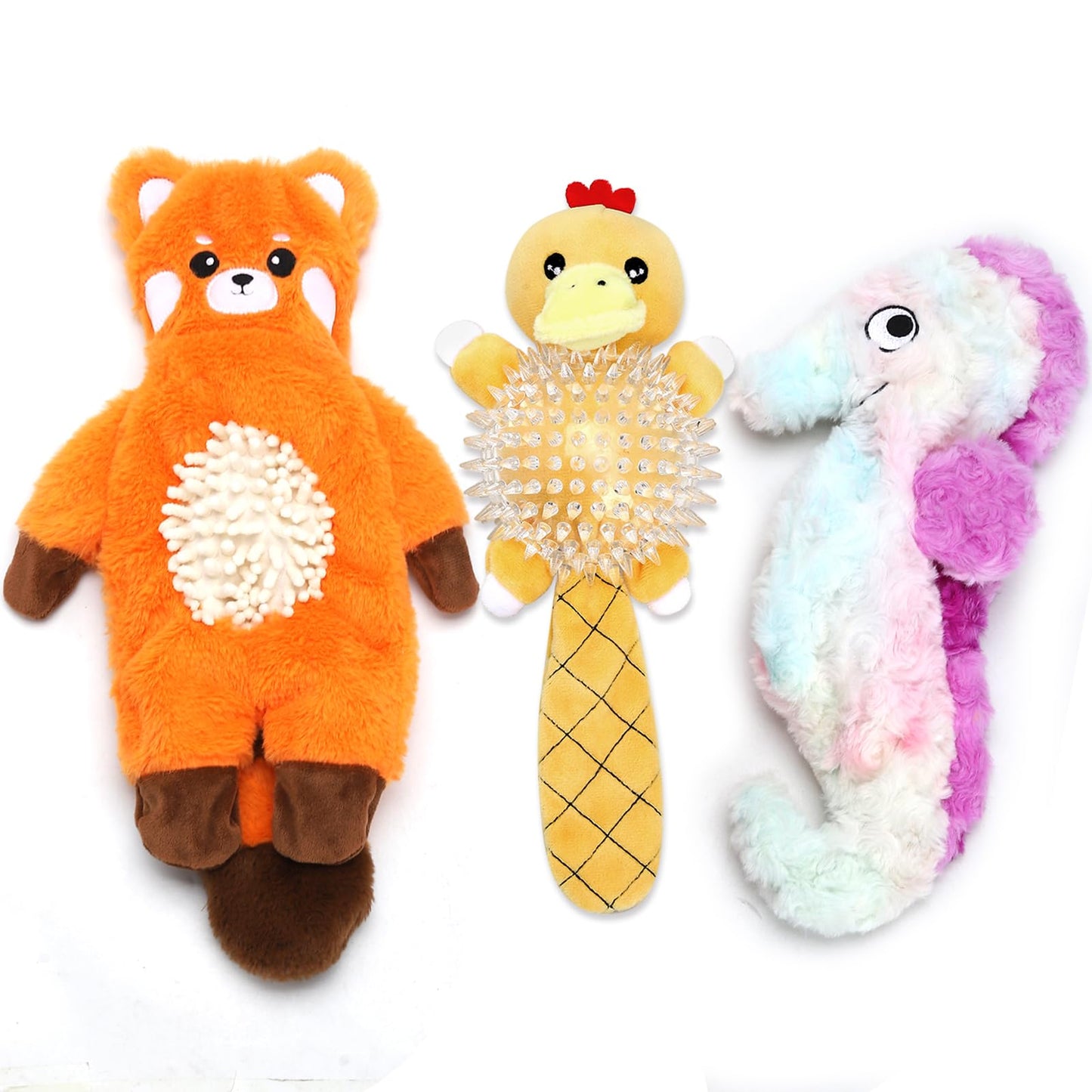 Tierglück Interactive Squeaky Dog Toys for Small, Medium & Large Dogs, 3-Pack No-Stuffing Plush Chew Toys with Crinkle Sound – Durable, Safe Teething & Boredom Relief Toys for Puppies and Adult Dogs