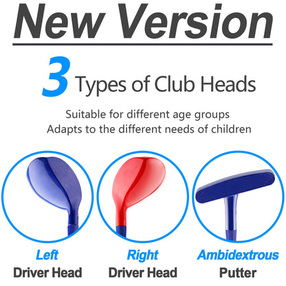 iPlay, iLearn Kids Blue Golf Toy Set W/Left & Right Club Head, Boy Outdoor Sport Toy Age 3-5, Toddler Indoor Golf Ball Game, Child Active Exercise Yard Play, Birthday Gifts for 4 6 7 8 Year Olds Girl