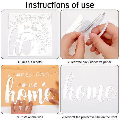 Zonon 3D Acrylic Mirror Wall Decor, Family Mirror Wall Letter Stickers, DIY Removable Family Makes This House a Home Art Decals, Inspirational Quote Decal, for Home Living Room Bedroom(Silver)