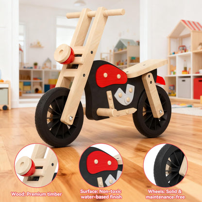 Yrthe Voitom Wooden Balance Bike for Kids with Wood Bike Stand, Develops Motor Skills & Balance, Bike for Beginners