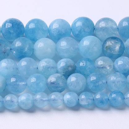 180pcs 4MM Blue Aquamarine Jade Natural Stone Beads Round Loose Crystal Energy Beads for Jewelry Making DIY Bracelet Necklace 2 Strands 32"