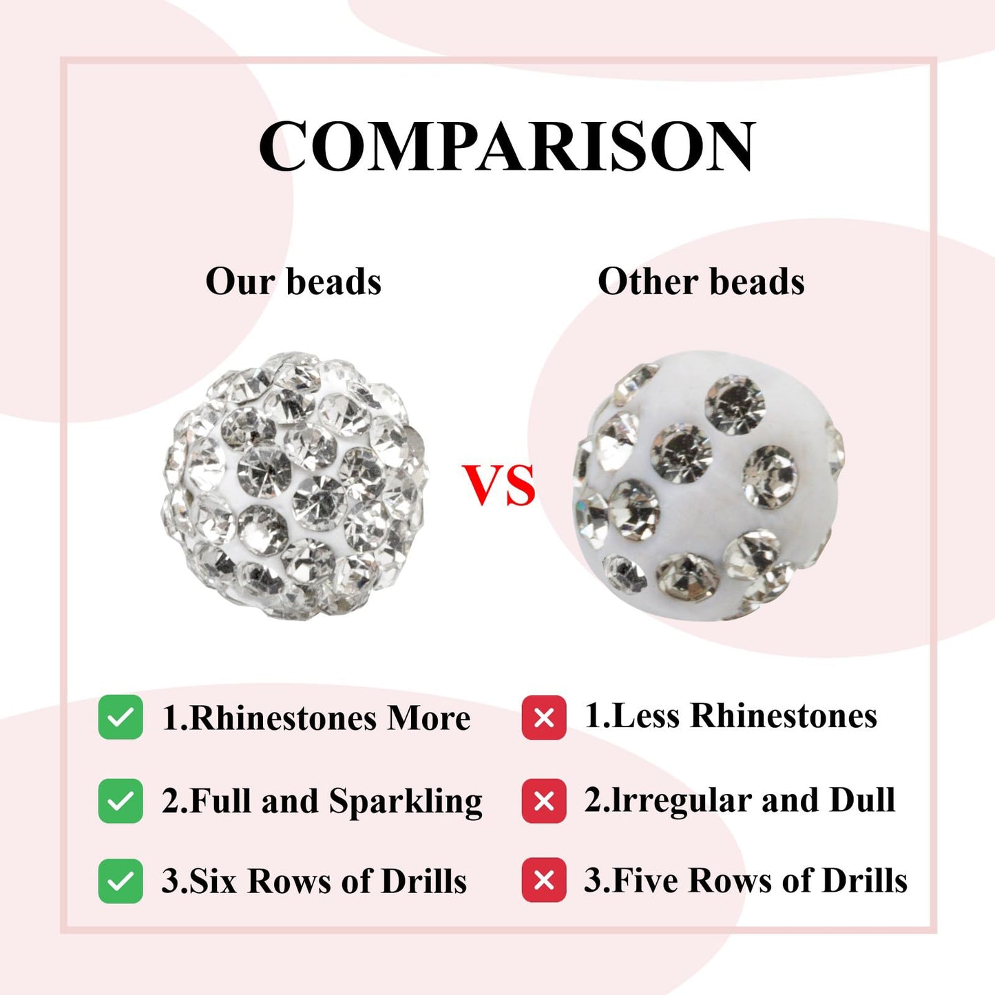10mm Clay Rhinestone Beads for Bracelets, 100 Pcs Sparkle Crystal Beads for Jewelry Making, Glitter Round Shamballa Disco Ball Design for DIY Crafts Necklace Earrings Decoration (Dark Red)