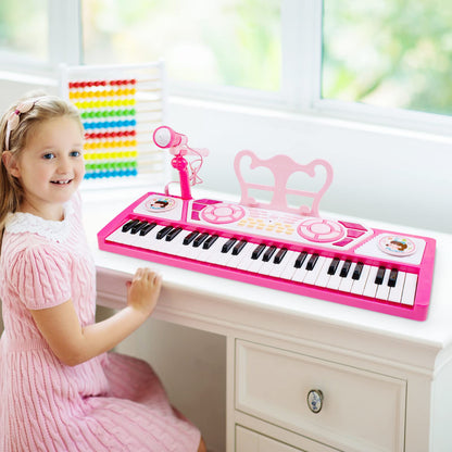Love&Mini Kids Piano Keyboard - 49-Key Baby Piano with Earphones & Microphone, Educational Music Toy with Dual Speakers for Quiet Practice & Singing, Birthday Xmas Gift for 3-9 Year Old Girls