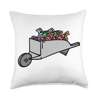 Wheelbarrow Full of Money Throw Pillow