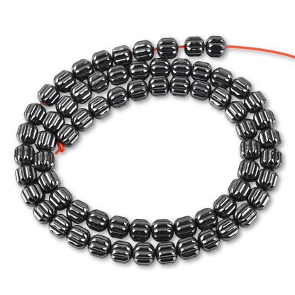HAAMIIQII 65pcs 6mm Natural Black Hematite Loose Gemstone Beads Gear Shape Spacer Stone Beads for Jewelry Making DIY Bracelets Necklaces Crafting