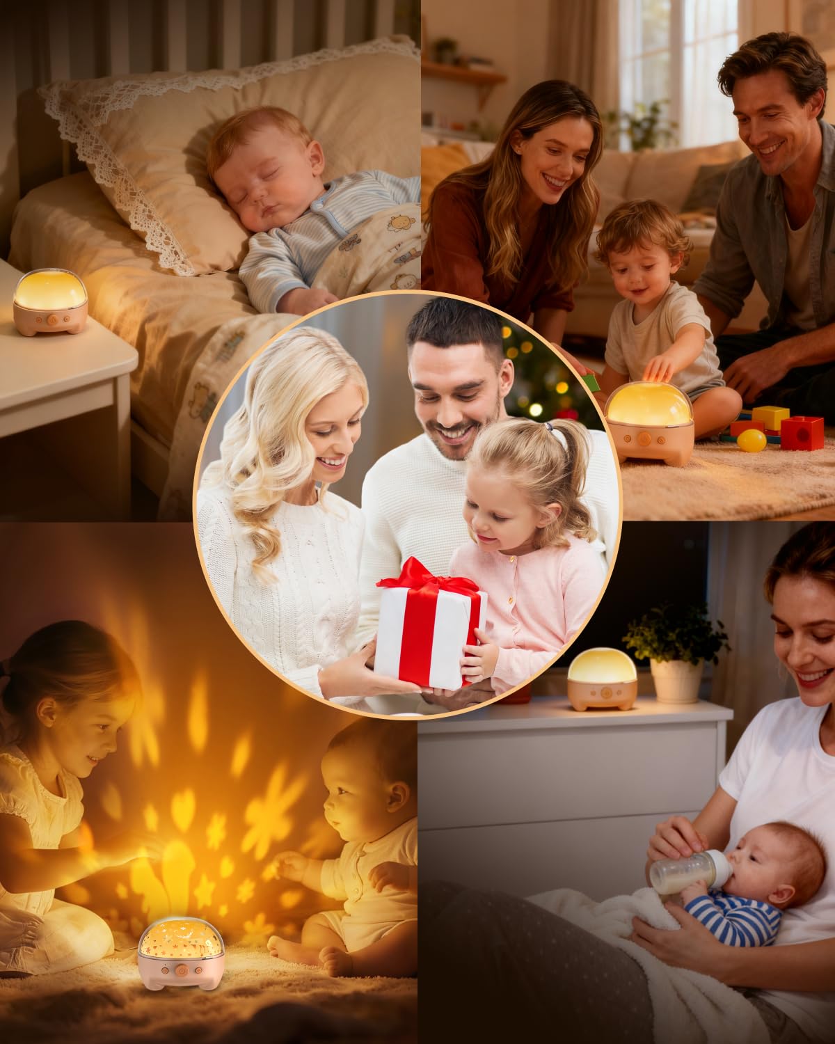 TeckyGem Baby Sound Machine & Night Light for Nursery | 3-In-1 White Noise Sound Machine, Dimmable Nursery Lamp & Projector | 20 Soothing Sounds, Baby Sleep Aid, Gift for Kids, Bedtime & Breastfeeding