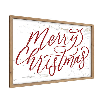 pechpell Merry Christmas Wall Decor Art Framed, 23.6×15.7 Inch Large Wooden Merry Christmas Sign, Xmas Holiday Indoor Living Room Bedroom Office Mantel Rustic Farmhouse Decorations for Home Kitchen