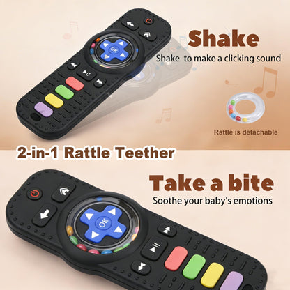 2Pack Teething Toys for Baby 3-6 Months, Teethers for Babies 6-12 Months, Remote Rattle Ring Teether for Baby, Sensory Toys for Babies, Baby Chew Toy